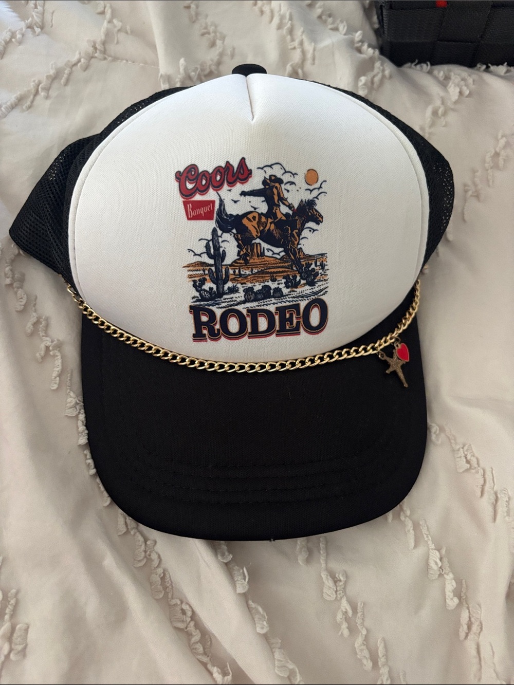 Kids' Black & White Rodeo Trucker Hat